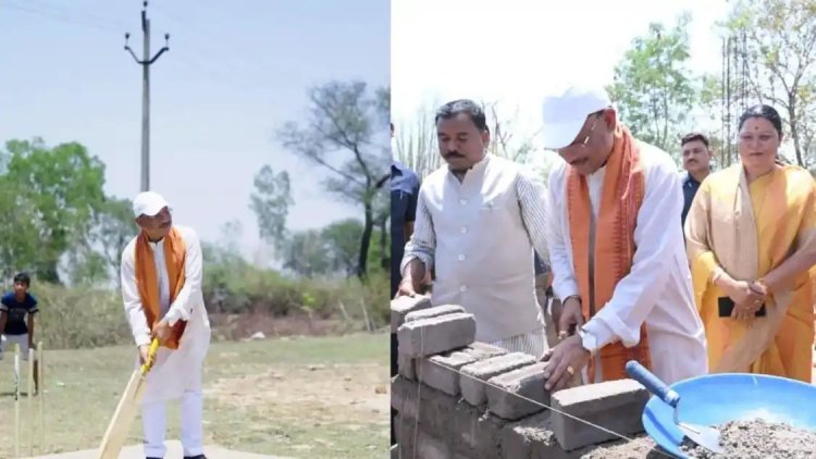 बरगद के पेड़ के नीचे चौपाल, बच्चों के साथ क्रिकेट, गारे से ईंट जोड़ी, औचक निरीक्षण में सीएम का दिखा अलग अंदाज