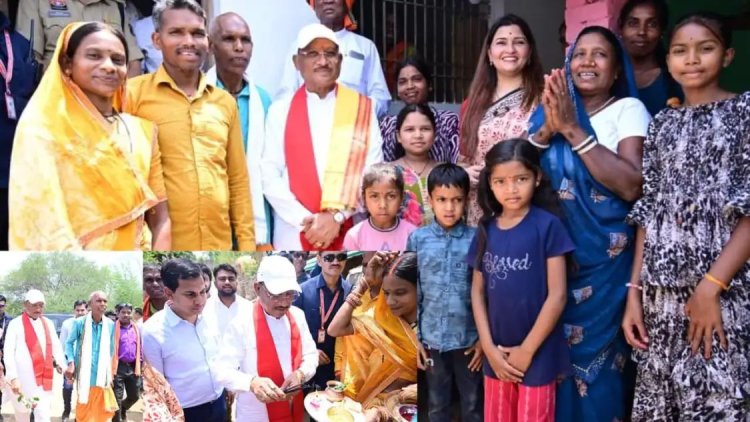 सीएम विष्णुदेव साय पहुंचे ग्रामीण के घर, गृह प्रवेश में शामिल होकर जीता दिल